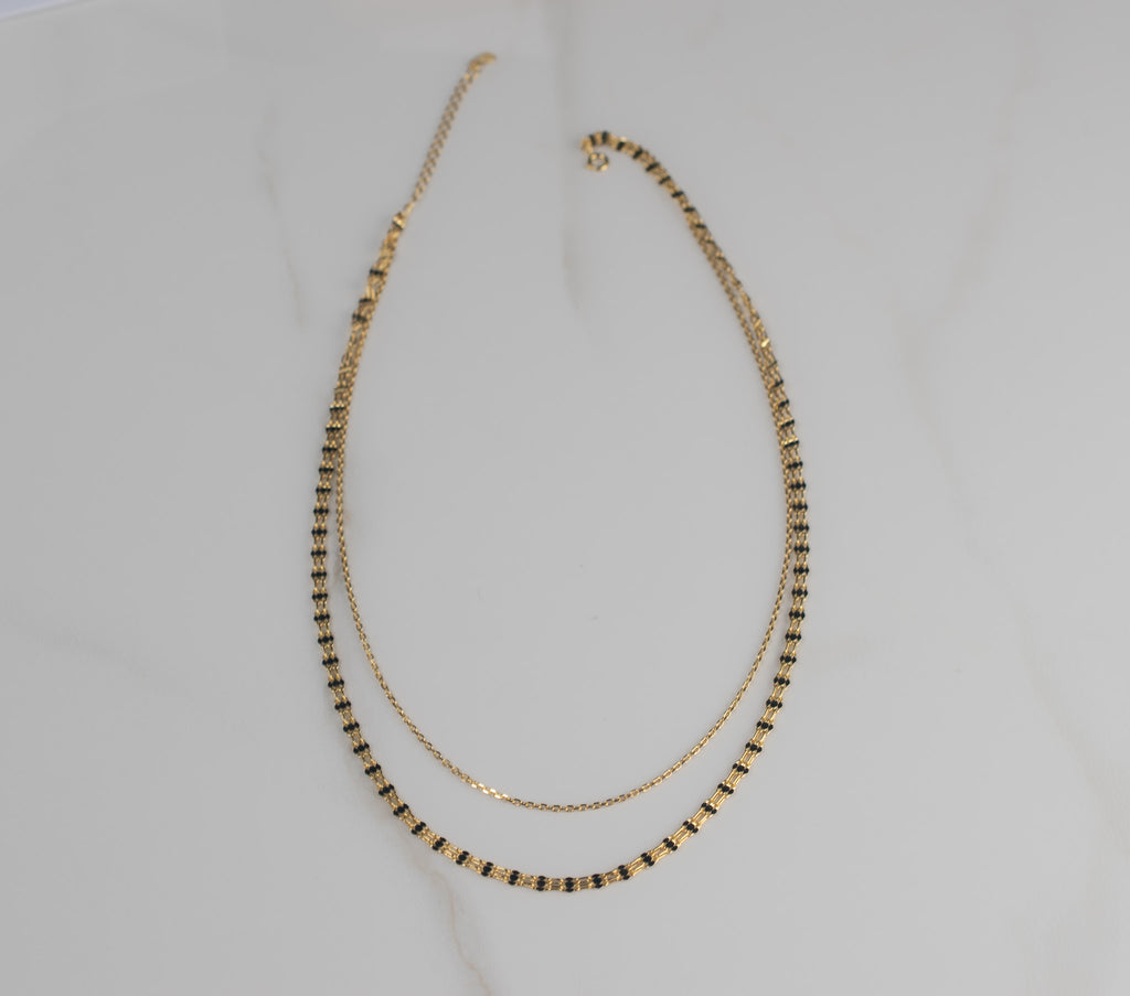 Collar doble con baño de oro 18k