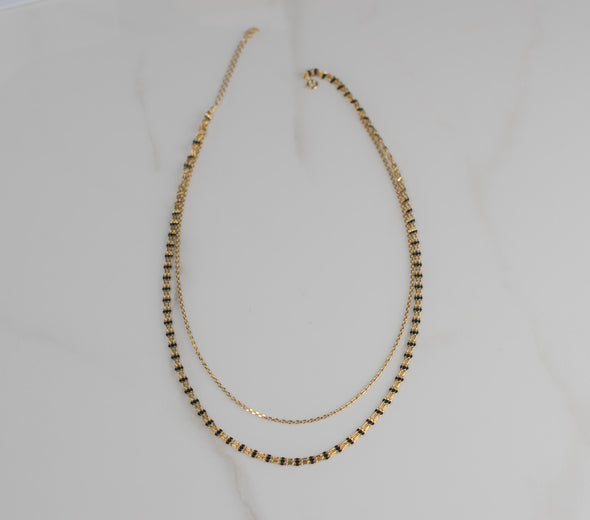 Collar doble con baño de oro 18k