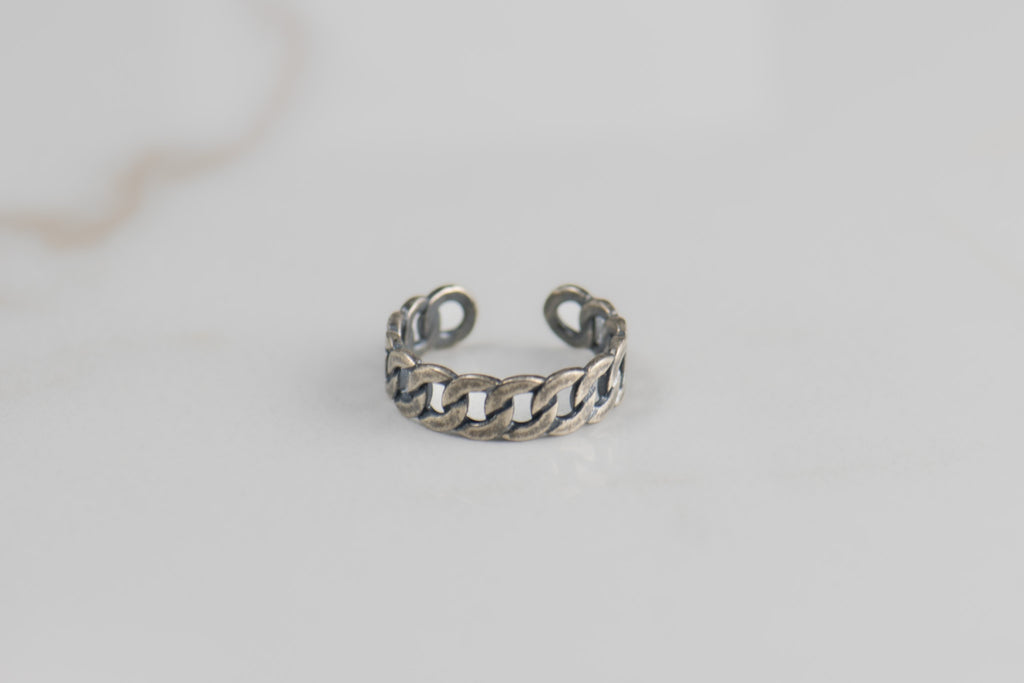 Anillo de cadena ajustable color plata