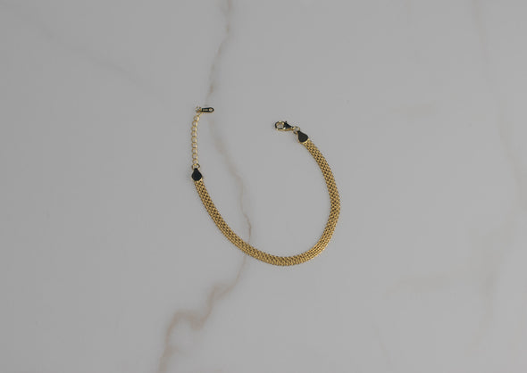 Pulsera de cadena de serpiente plana con baño de oro 18k