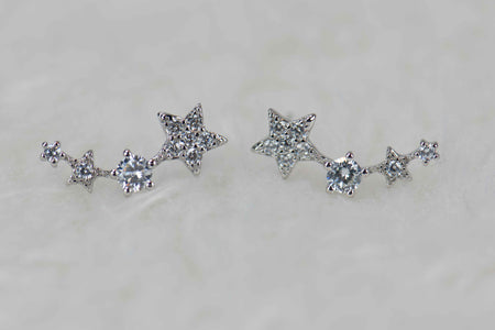 Aretes tipo climbers de estrellas en plata 925