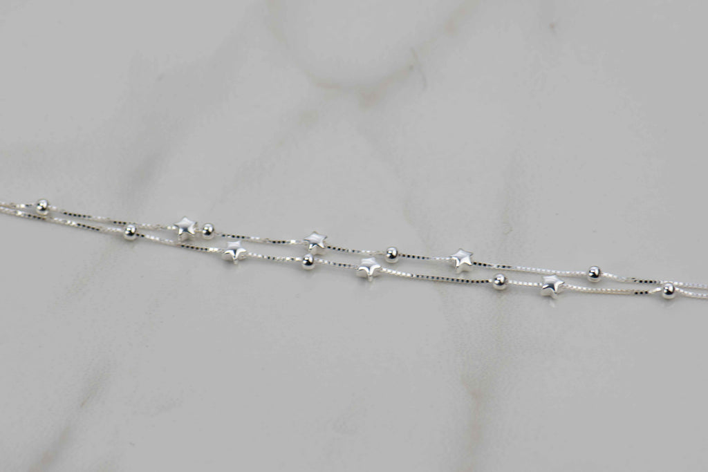 Pulsera con estrellas en plata 925 extendida