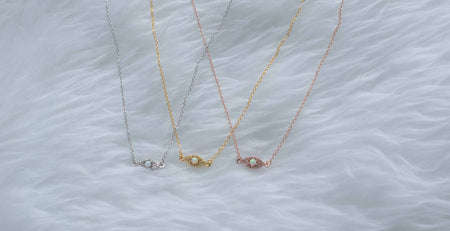 Collar con cadena y pendiente de ojo con ópalo sintético en plata 925, Collar con cadena y pendiente de ojo con ópalo sintético con baño de oro 18k, Collar con cadena y pendiente de ojo con ópalo sintético con baño de oro rosa 18k