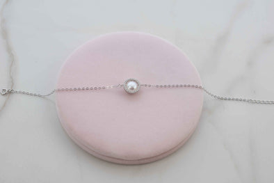Pulsera con cadena en plata 925 y perla central