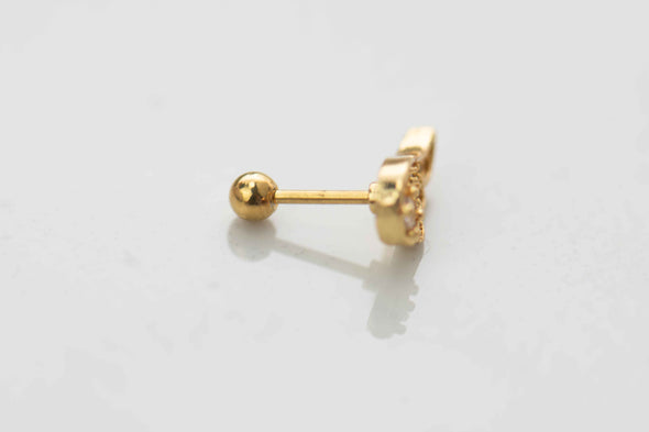 Arete piercing color oro con cierre esférico (bolita)