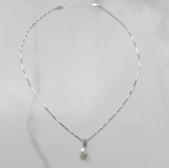 Collar completo con cadena en plata 925 y pendiente de perla