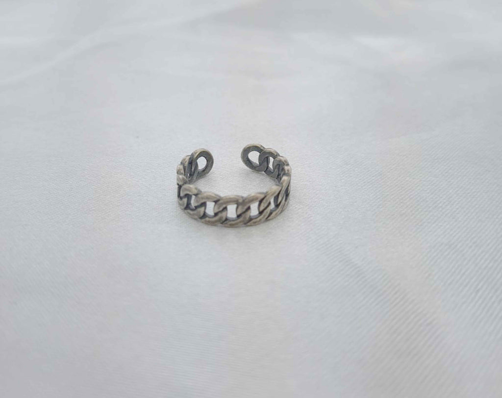 Anillo de cadena ajustable color plata frente