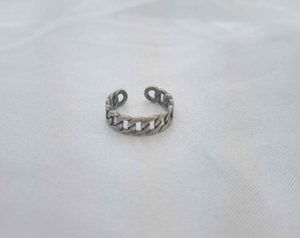 Anillo de cadena ajustable color plata frente
