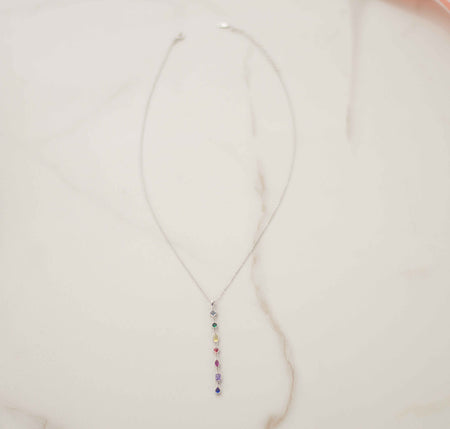 Collar con cadena y pendiente de piedras de colores en plata 925