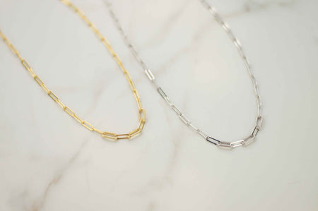 dos collares de cadena gruesa con baño de oro 18k y en plata 925