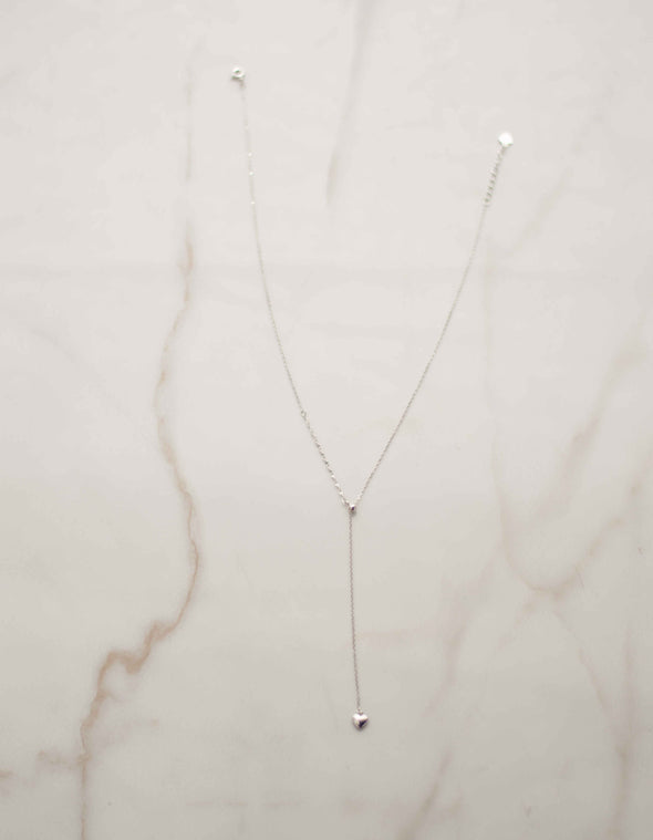 Collar con cadena y pendiente de cadena con corazón pequeño en plata 925 completo